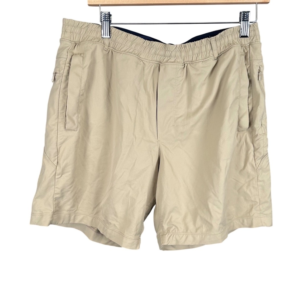 Birddogs Mens Classic Gym Shorts Khaki Tan Elastic Waist Lined Size XL 7 Inseam